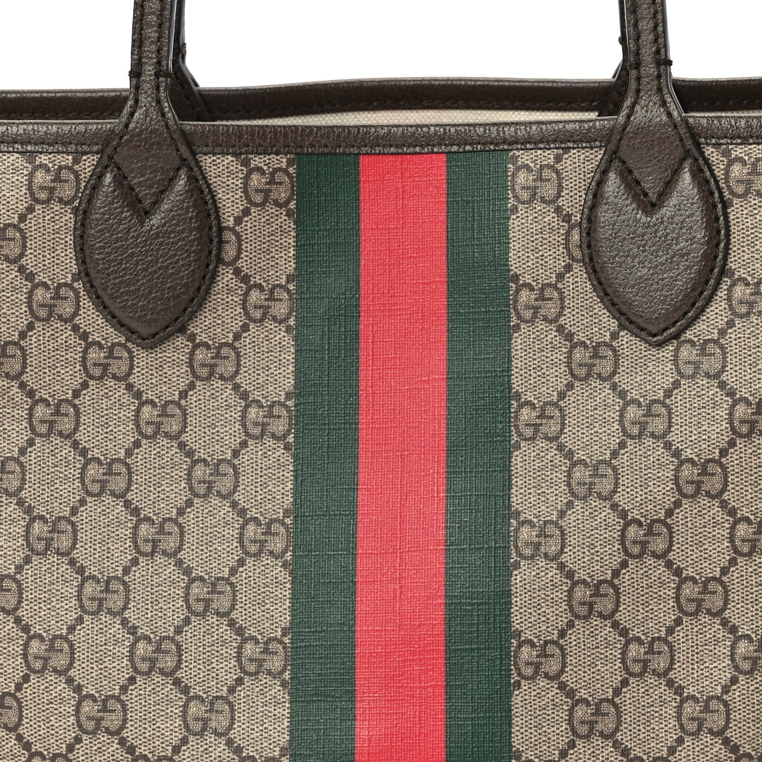 Gucci GG Supreme Monogram Textured Dollar Calfskin Web Small Ophidia Tote Beige Ebony New Acero 6 of 8