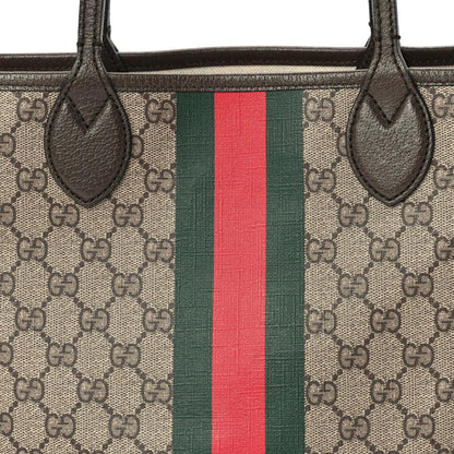 Gucci GG Supreme Monogram Textured Dollar Calfskin Web Small Ophidia Tote Beige Ebony New Acero 6 of 8