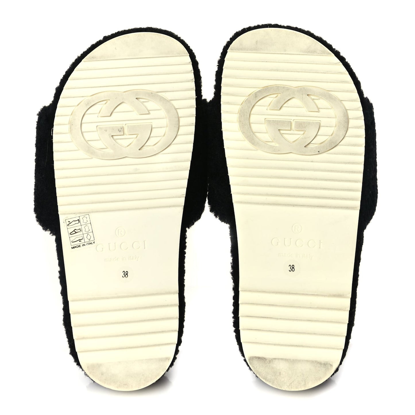 Merino Interlocking G Slide Sandals 38 Butterscotch Black