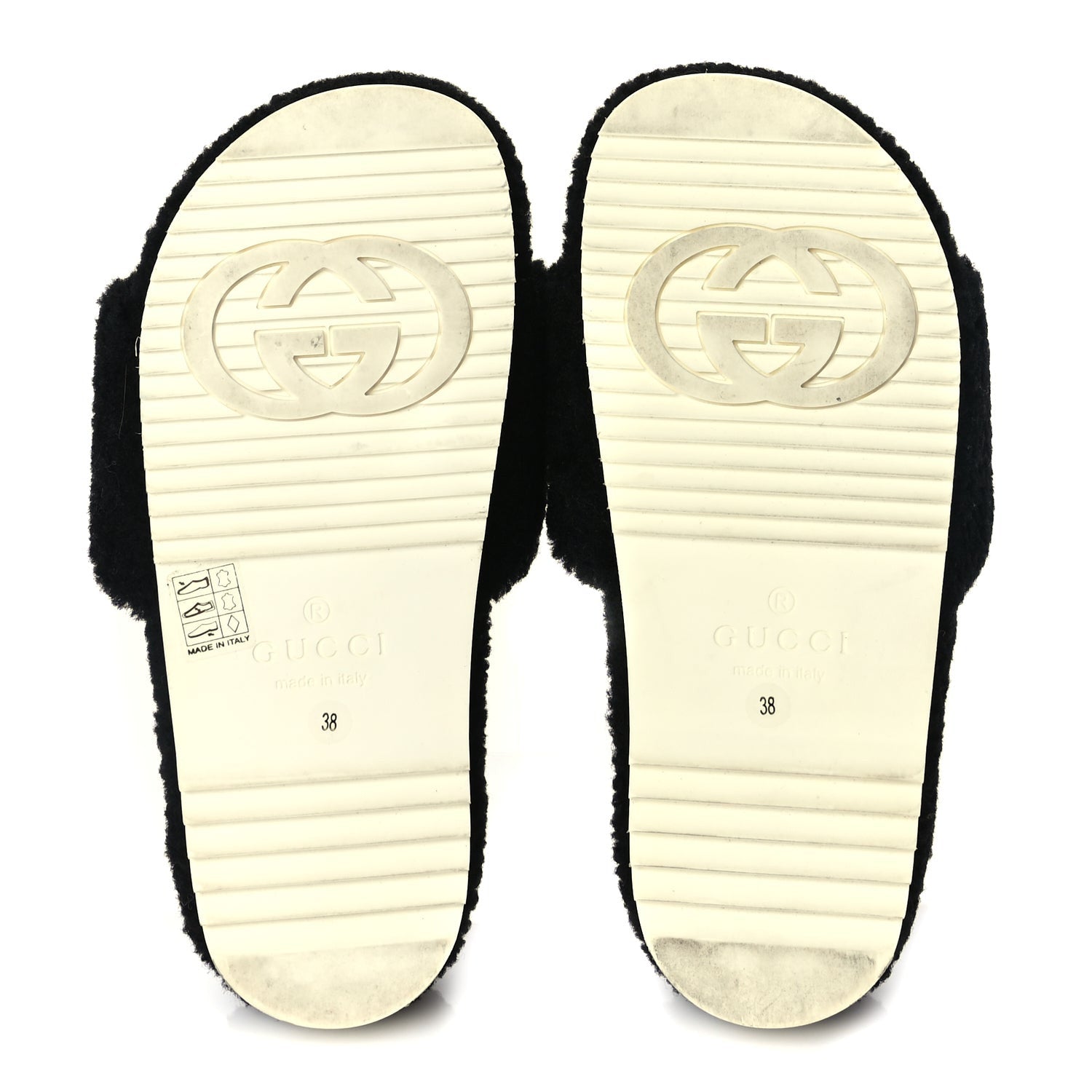 Gucci Merino Interlocking G Slide Sandals 38 Butterscotch Black 6 of 9