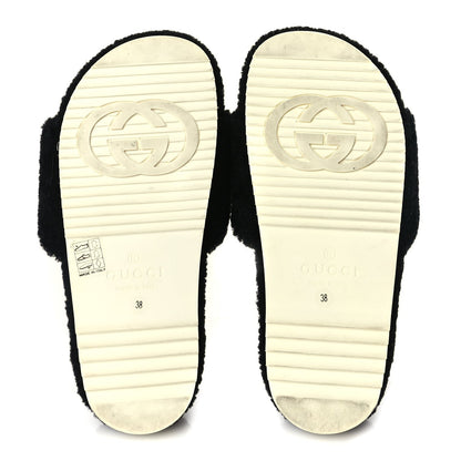 Gucci Merino Interlocking G Slide Sandals 38 Butterscotch Black 6 of 9