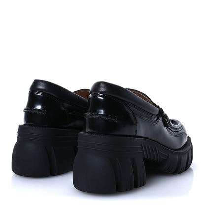 Gucci Magnum Calfskin Nappa Samoa Womens Horsebit Platform Chunky Lug Sole 40mm Loafers 35 Black 5 of 7