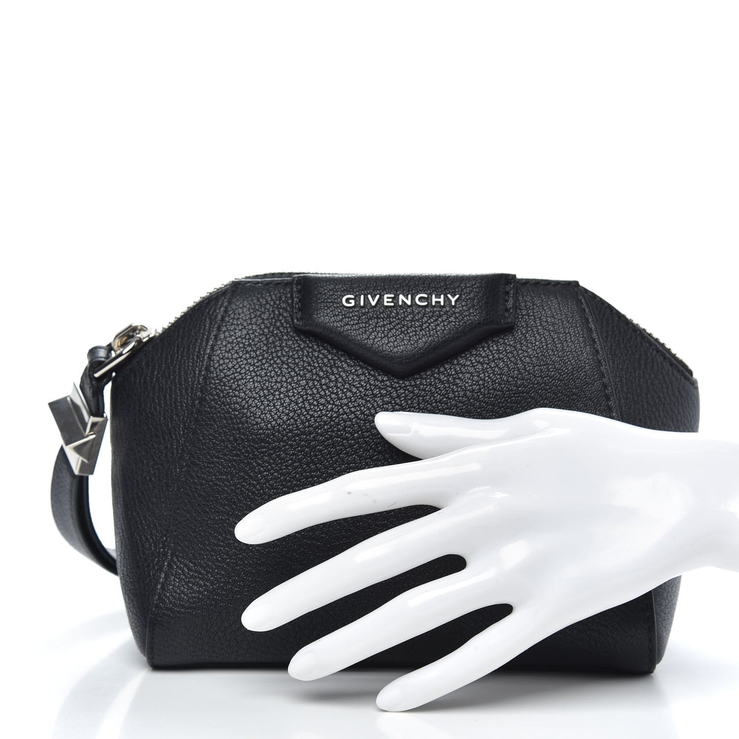 Sugar Goatskin Small Antigona Beauty Wristlet Black