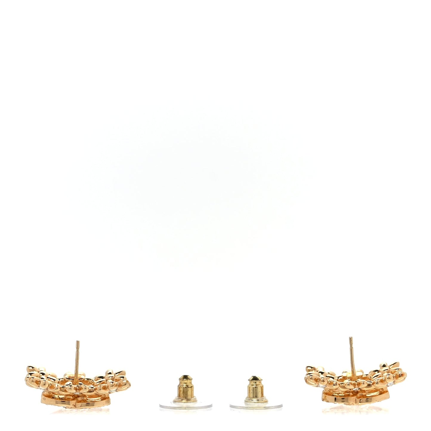 Crystal CC Flower Earrings Gold