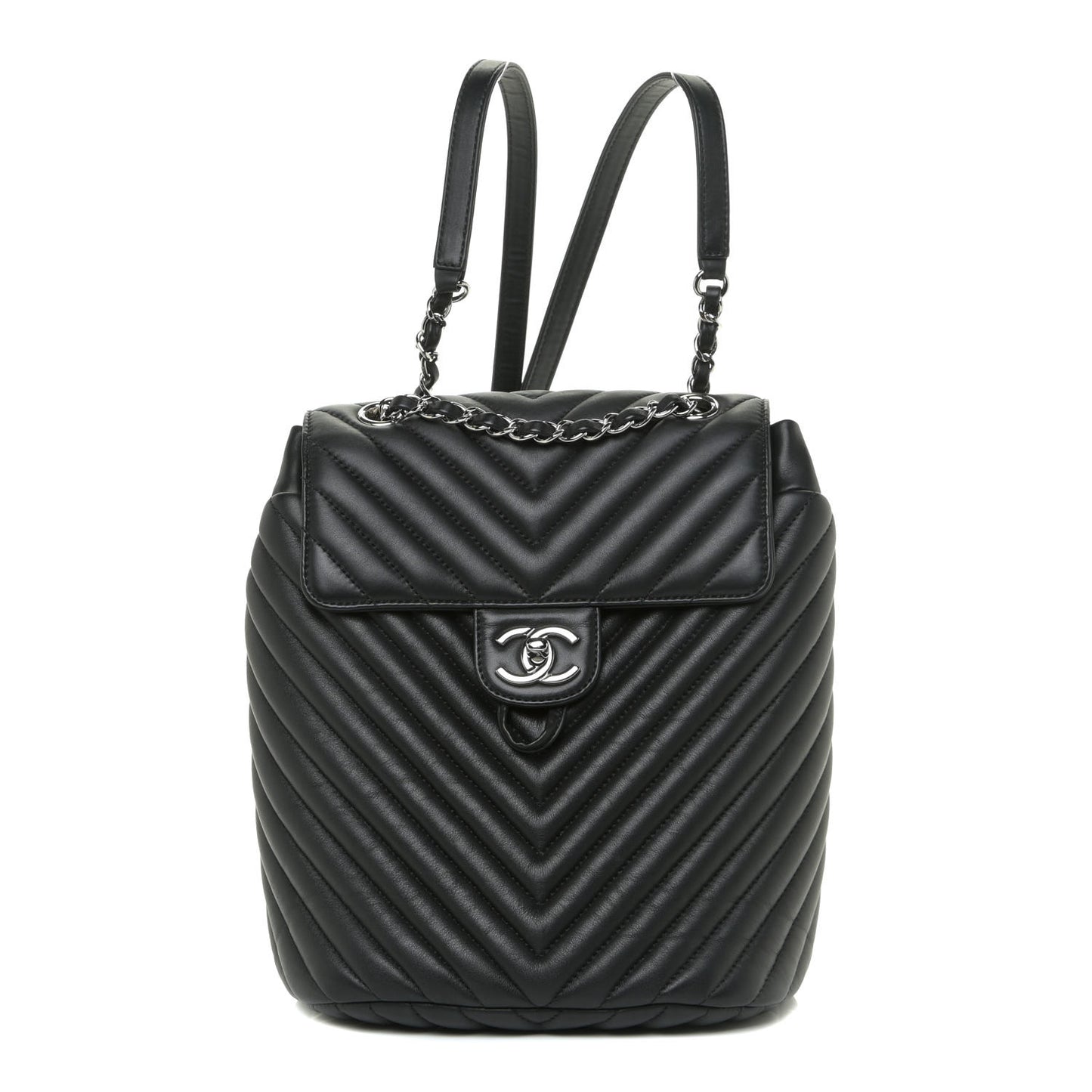 Calfskin Chevron Quilted Small Urban Spirit Backpack Black