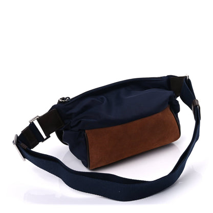 Prada Re-Nylon Suede Triangle Medium Shoulder Bag Navy Brown 2 of 7