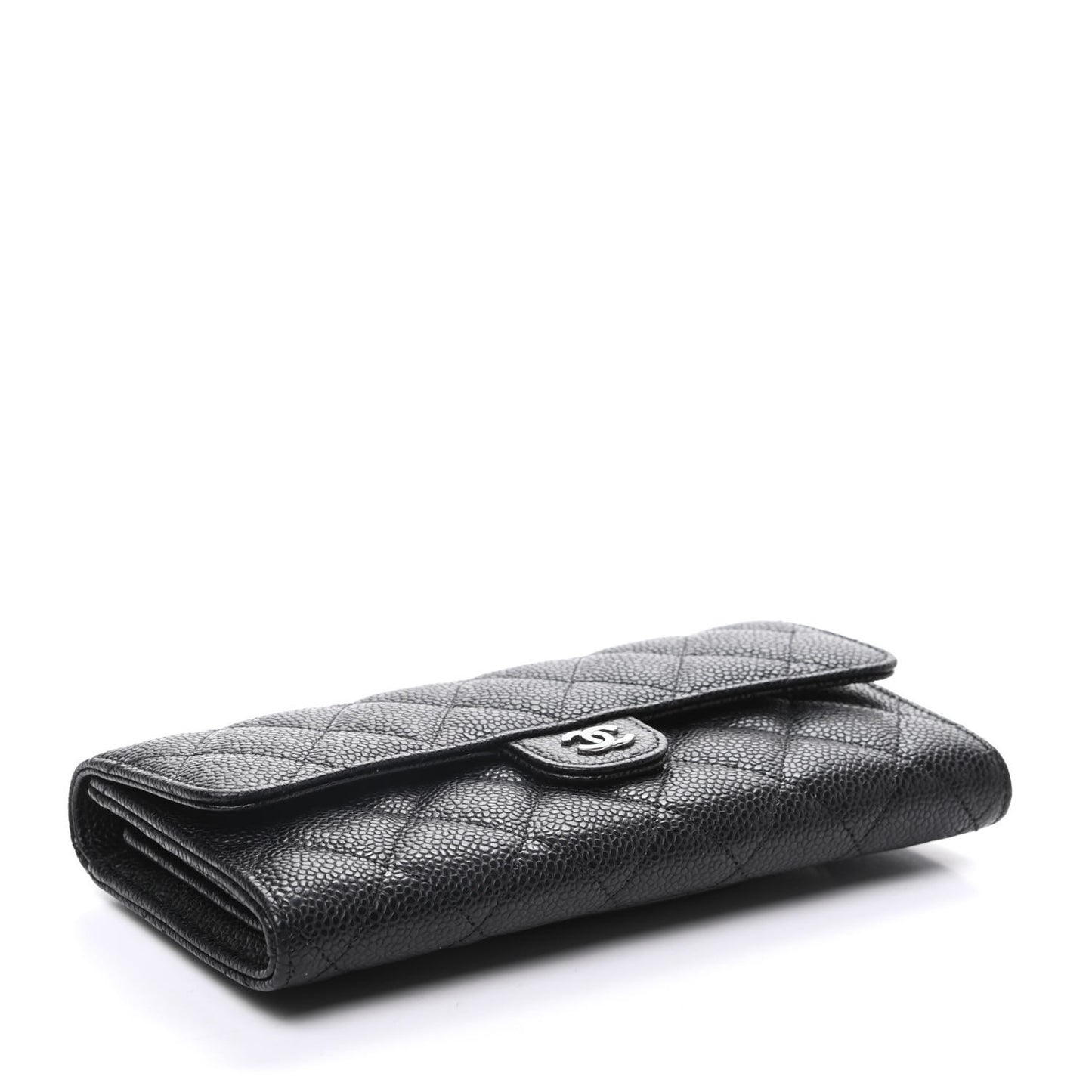 Caviar Quilted Large Flap Wallet Black