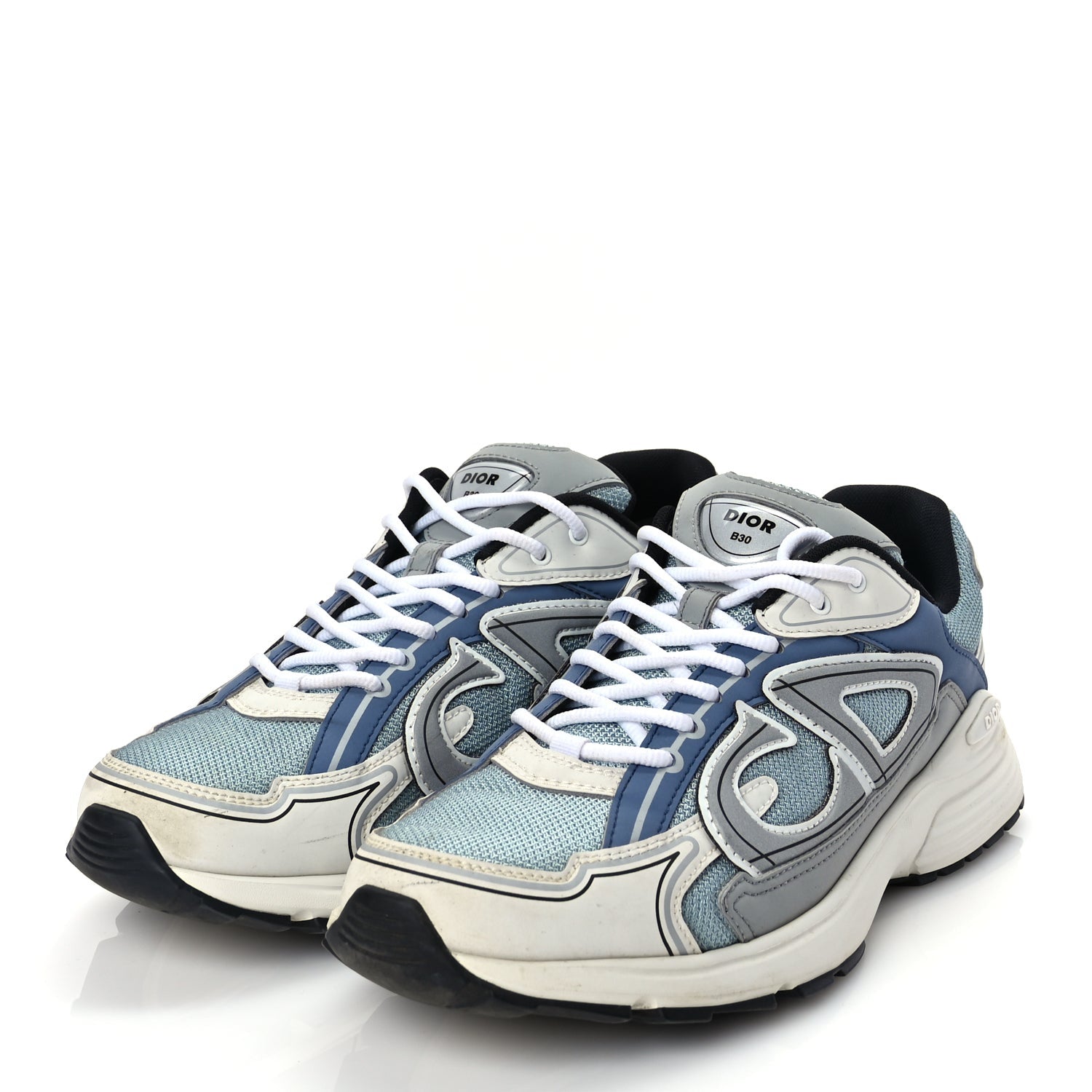 Christian Dior Technical Mesh Calfskin Mens B30 Sneakers 43 White Blue 2 of 9