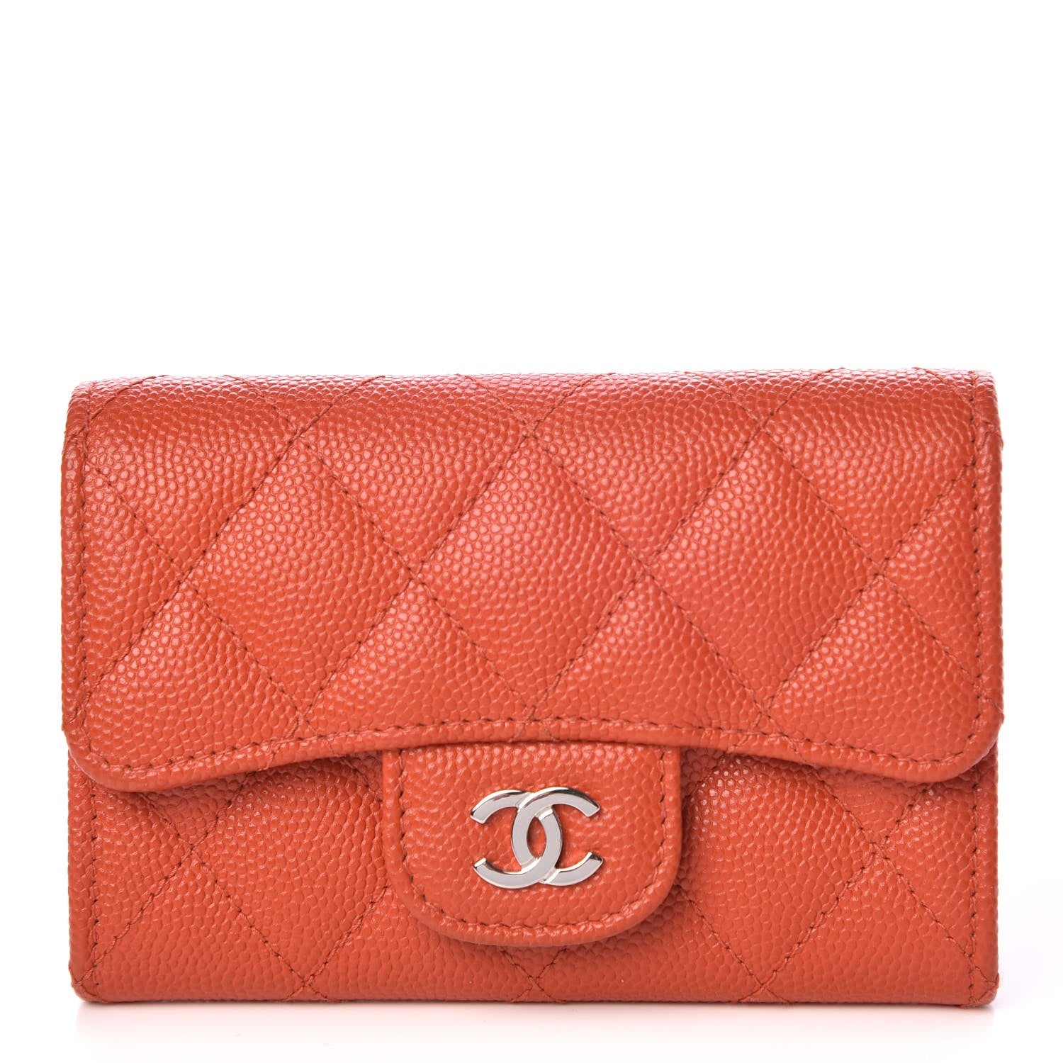 Chanel Caviar Quilted Card Holder Orange 1 of 7
