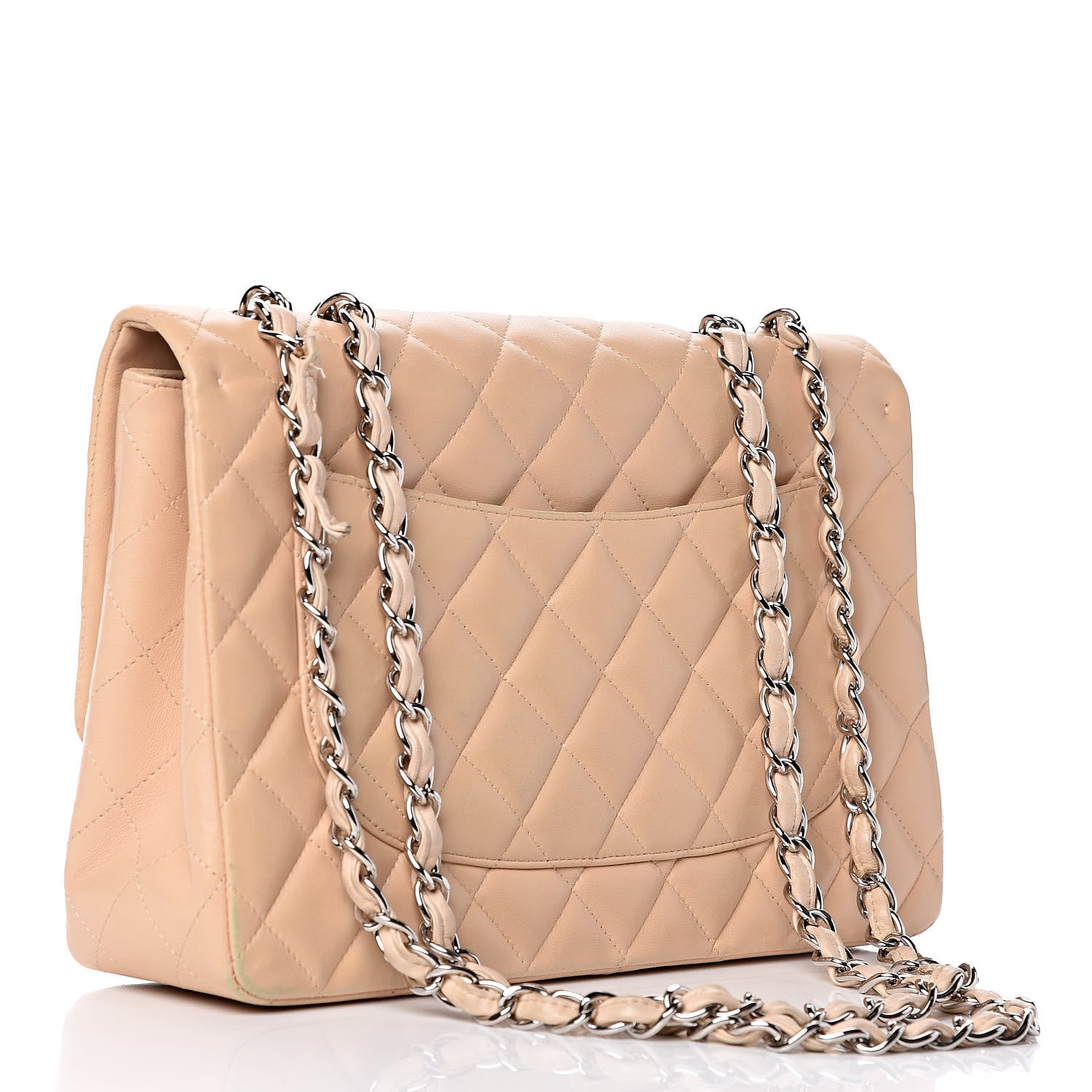 Chanel Lambskin Quilted Jumbo Single Flap Beige Clair 4 of 13