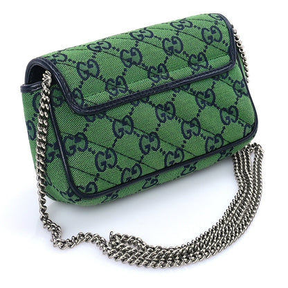Gucci Monogram Multicolor Matelasse Diagonal Super Mini GG Marmont Shoulder Bag Green Blue 2 of 7