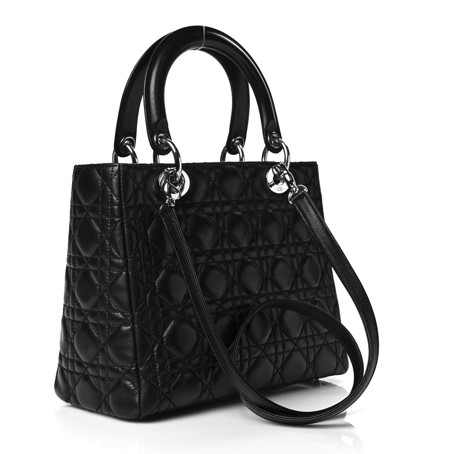 Christian Dior Lambskin Cannage Medium Lady Dior Black 2 of 9