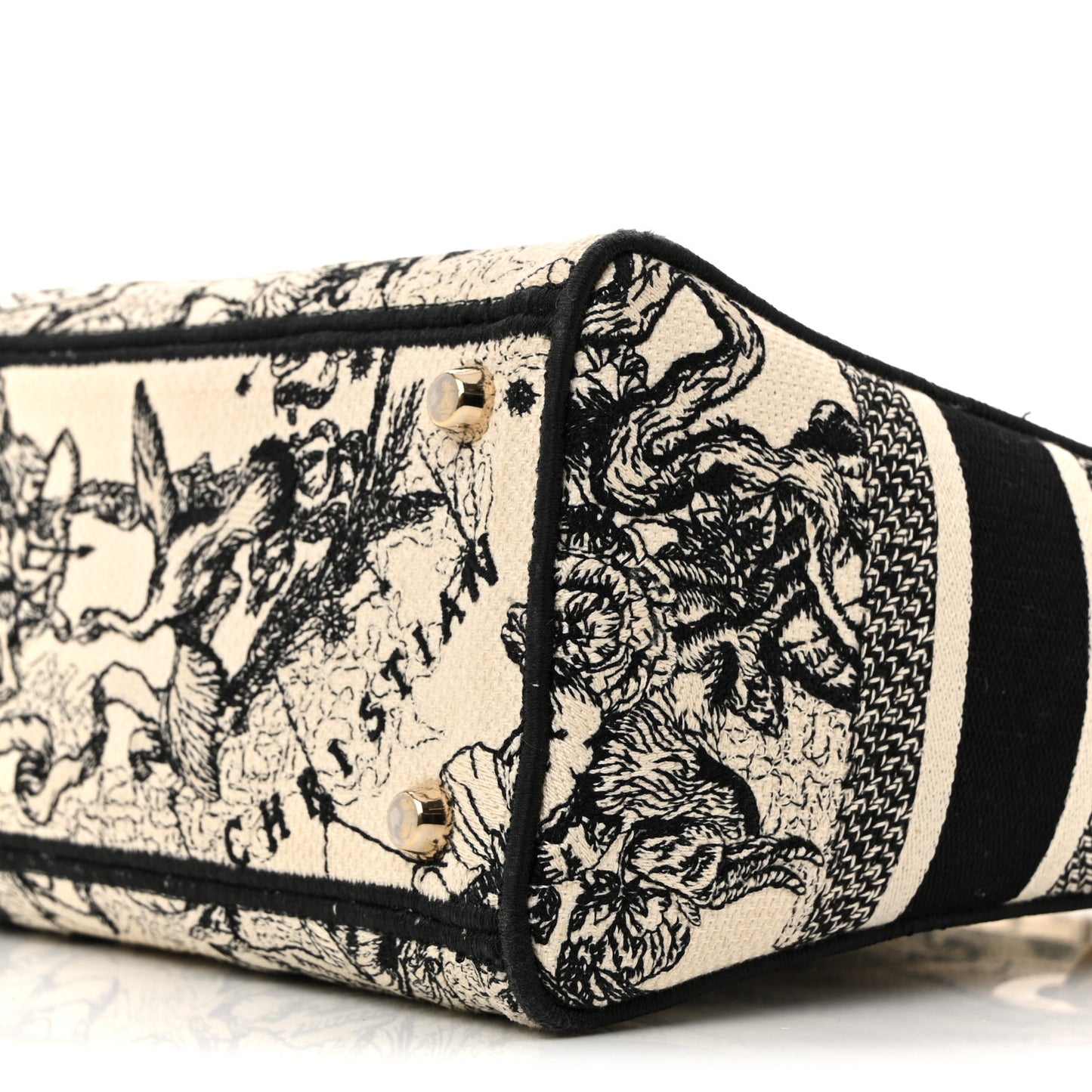 Canvas Embroidered Zodiac Toile De Jouy Medium Lady D-Lite Latte