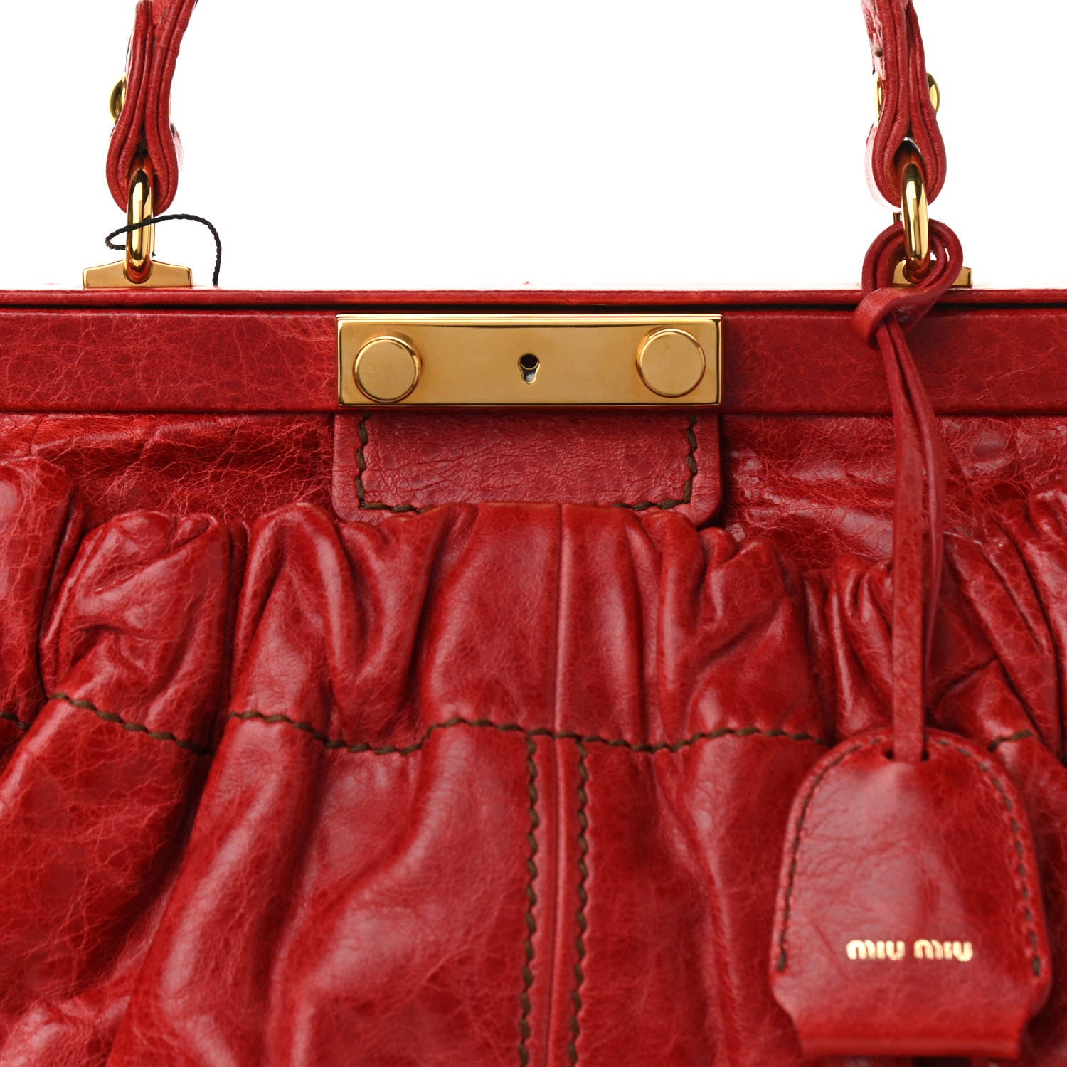 Miu Miu Nappa Frame Lux Top Handle Rosso 13 of 13
