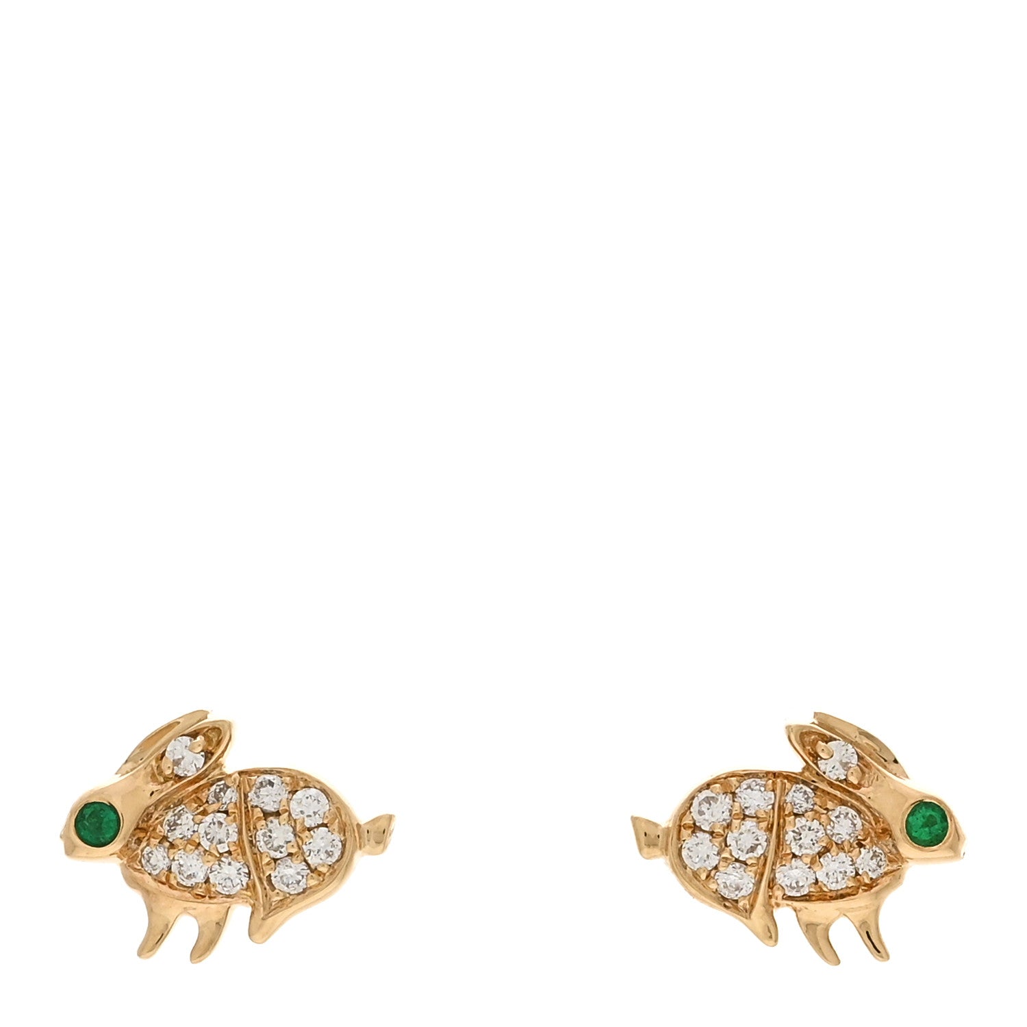 Anita Ko 18K Yellow Gold Diamond Emerald Bunny Stud Earrings 1 of 5