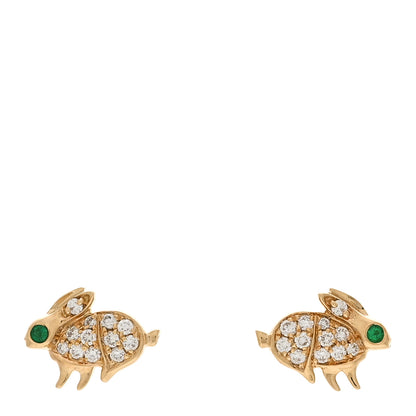 Anita Ko 18K Yellow Gold Diamond Emerald Bunny Stud Earrings 1 of 5