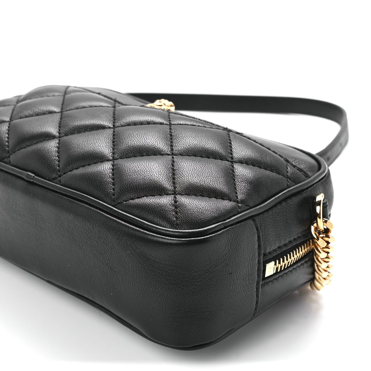 Nappa Quilted Medusa Camera Bag Black