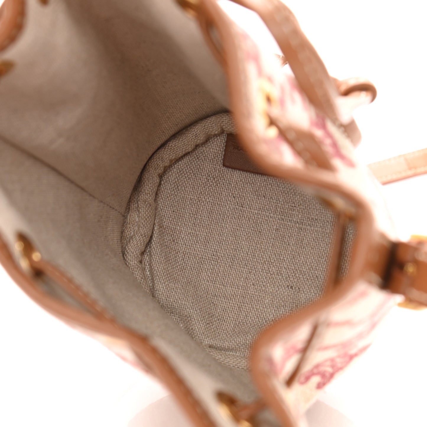 Canvas Calfskin Triomphe Embroidered Bucket Bag Fox Red