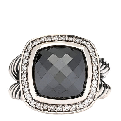 David Yurman Sterling Silver Diamond Hematine 11mm Albion Ring 50 5.5 1 of 3