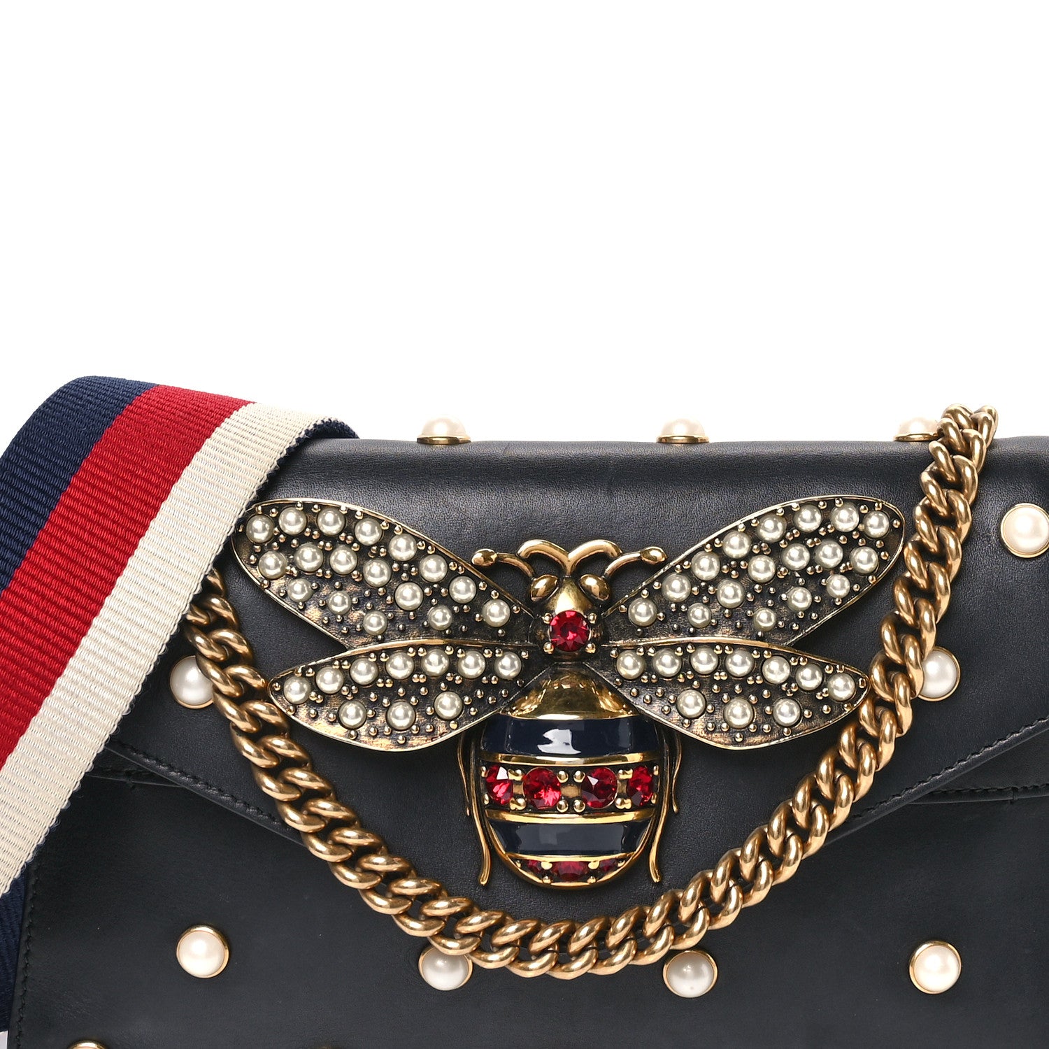 Gucci Nappa Pearl Studded Mini Queen Margaret Broadway Shoulder Bag Black 8 of 10