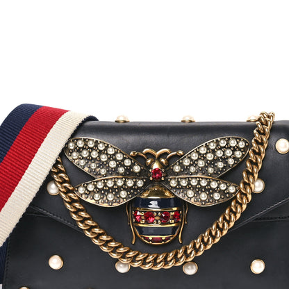 Gucci Nappa Pearl Studded Mini Queen Margaret Broadway Shoulder Bag Black 8 of 10