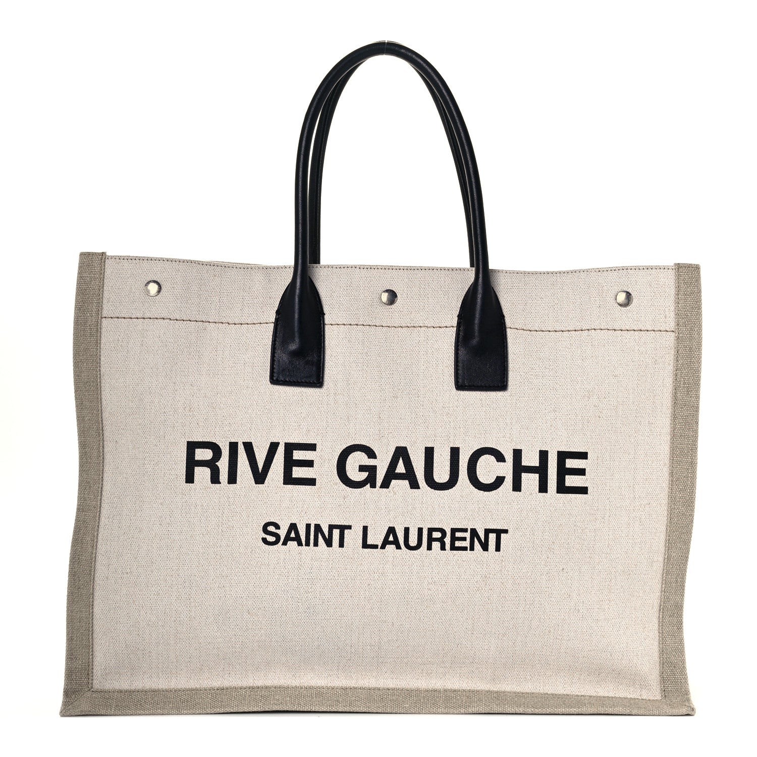 Saint Laurent Linen Calfskin Rive Gauche Tote Optic White 1 of 10