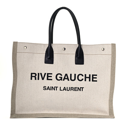 Saint Laurent Linen Calfskin Rive Gauche Tote Optic White 1 of 10