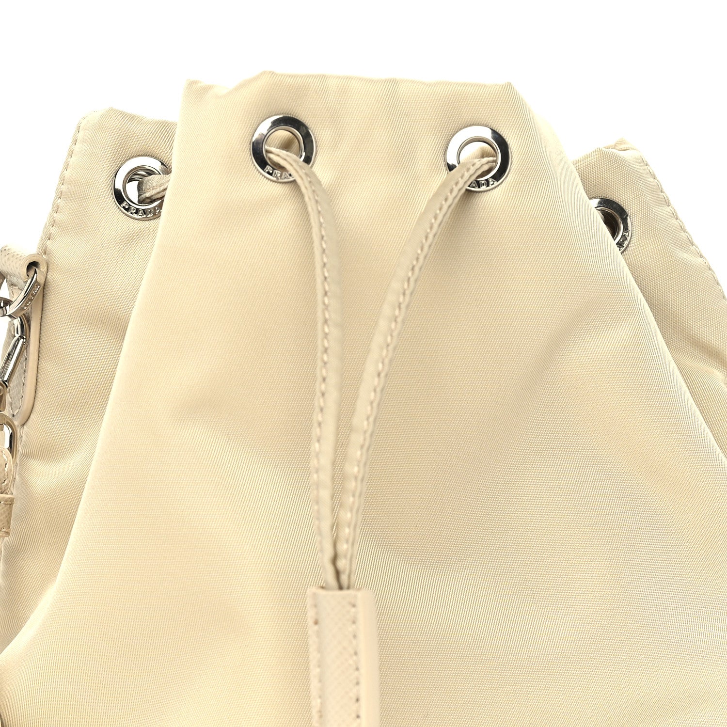 Prada Saffiano Tessuto Nylon Vela Bucket Wristlet Cammeo 6 of 8