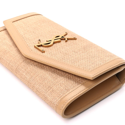 Saint Laurent Micro Raffia Monogram Uptown Chain Wallet Natural Hay Blush 8 of 8