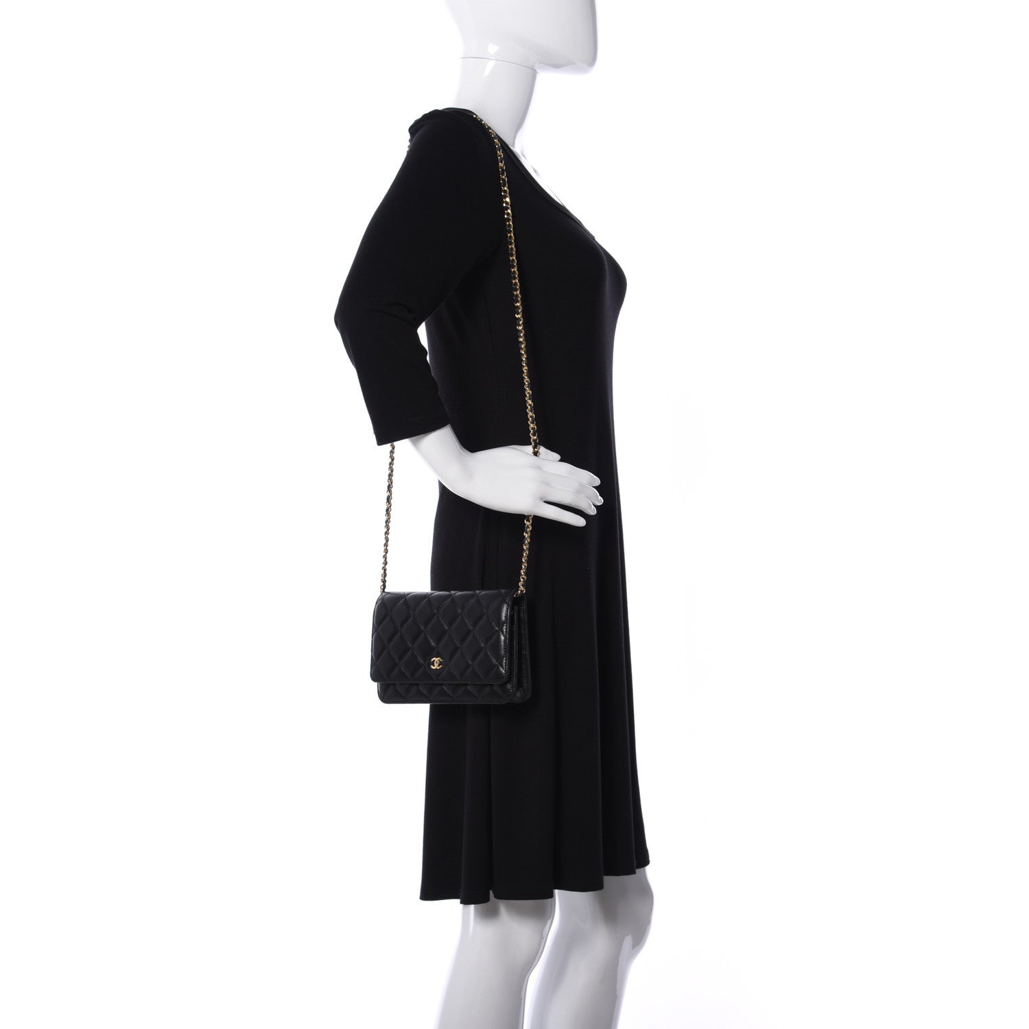 Chanel Lambskin Quilted Wallet On Chain WOC Black 2 of 9