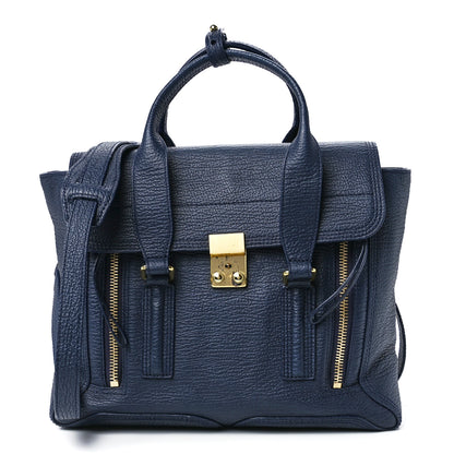 3.1 Phillip Lim Textured Calfskin Medium Pashli Satchel Ink 1 of 13