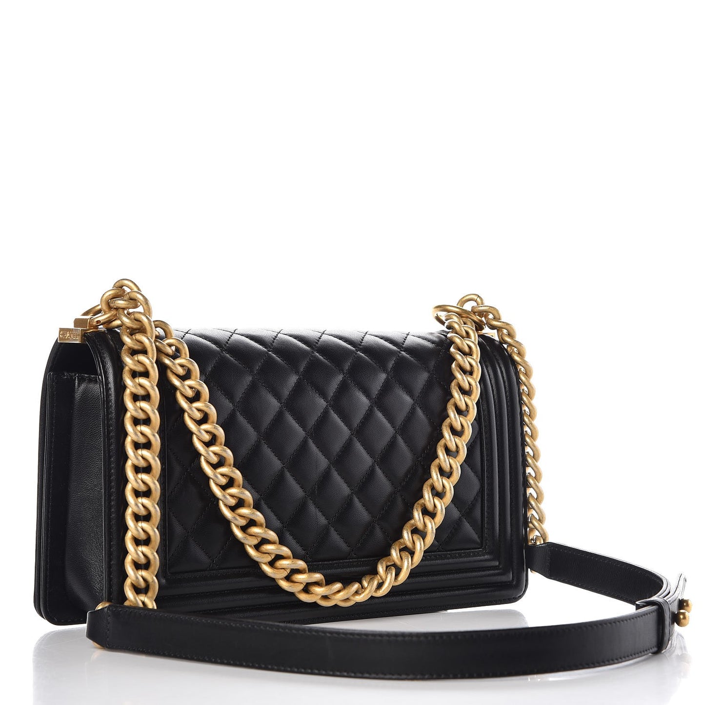 Lambskin Quilted Medium Boy Flap Black