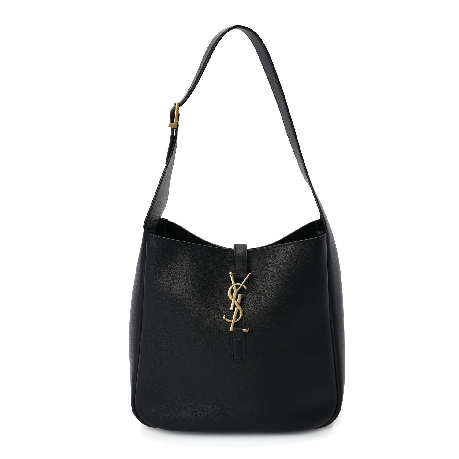 Saint Laurent Smooth Calfskin Small Le 5 A 7 Soft Hobo  Black 2 of 9