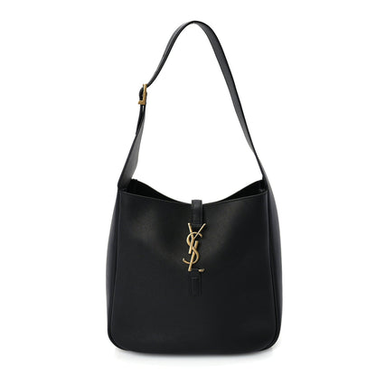 Saint Laurent Smooth Calfskin Small Le 5 A 7 Soft Hobo  Black 2 of 9