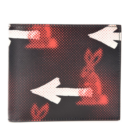 Prada Saffiano Stampato Rabbit Print Bi-Fold Compact Wallet Black White 1 of 7