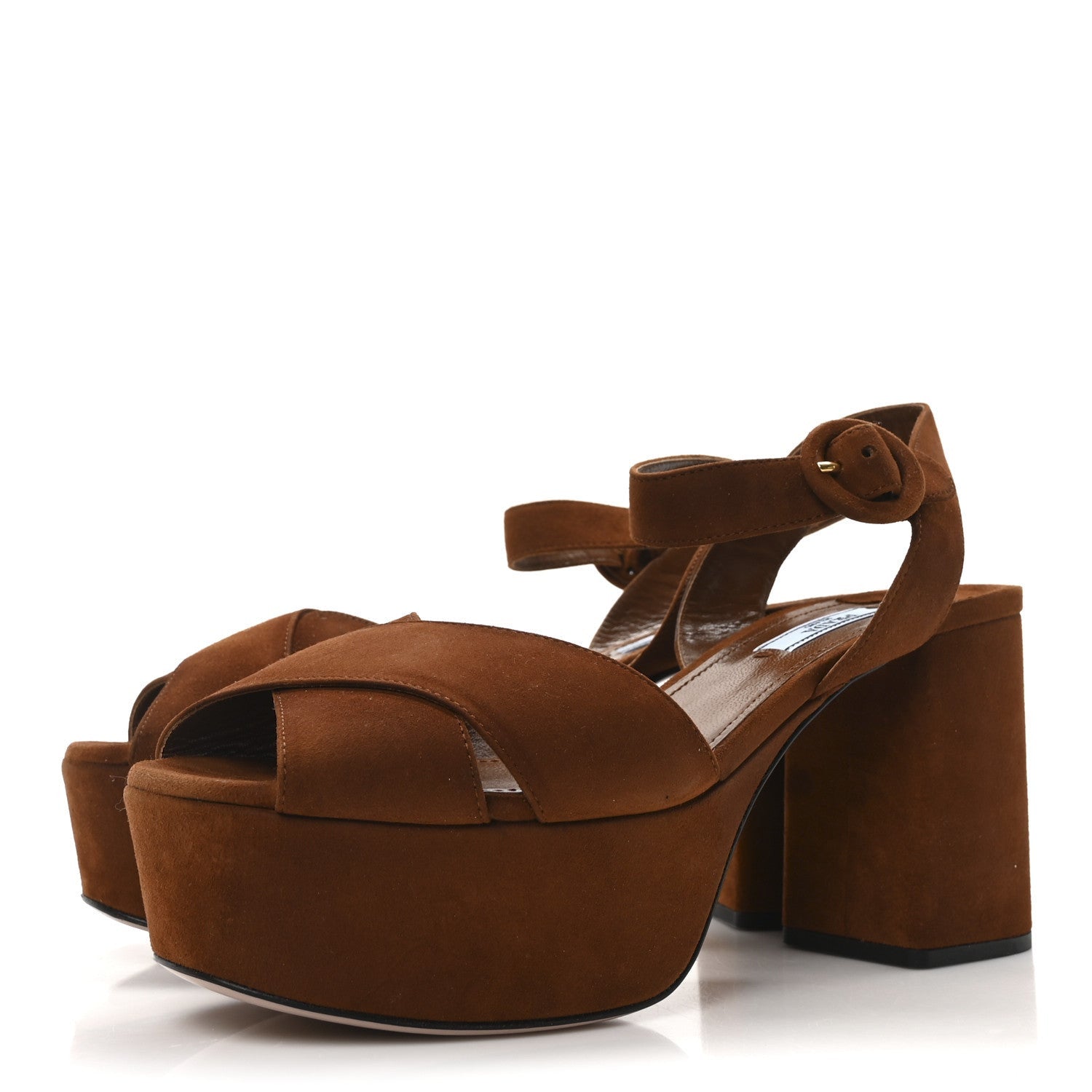 Prada Camoscio Crisscross Platform Sandals 39.5 Palissandro 4 of 7