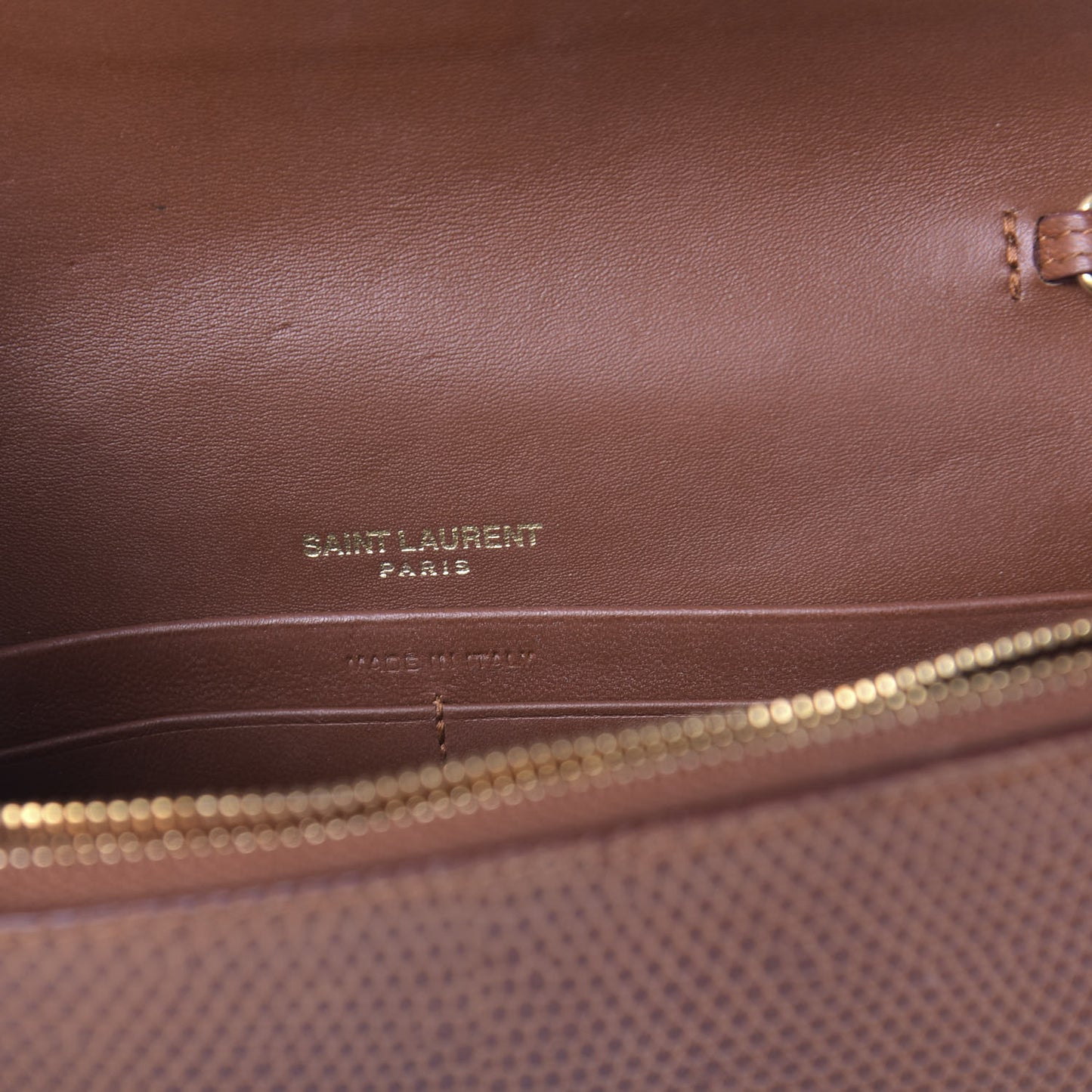 Lizard Kate Monogram Tassel Chain Wallet Cognac