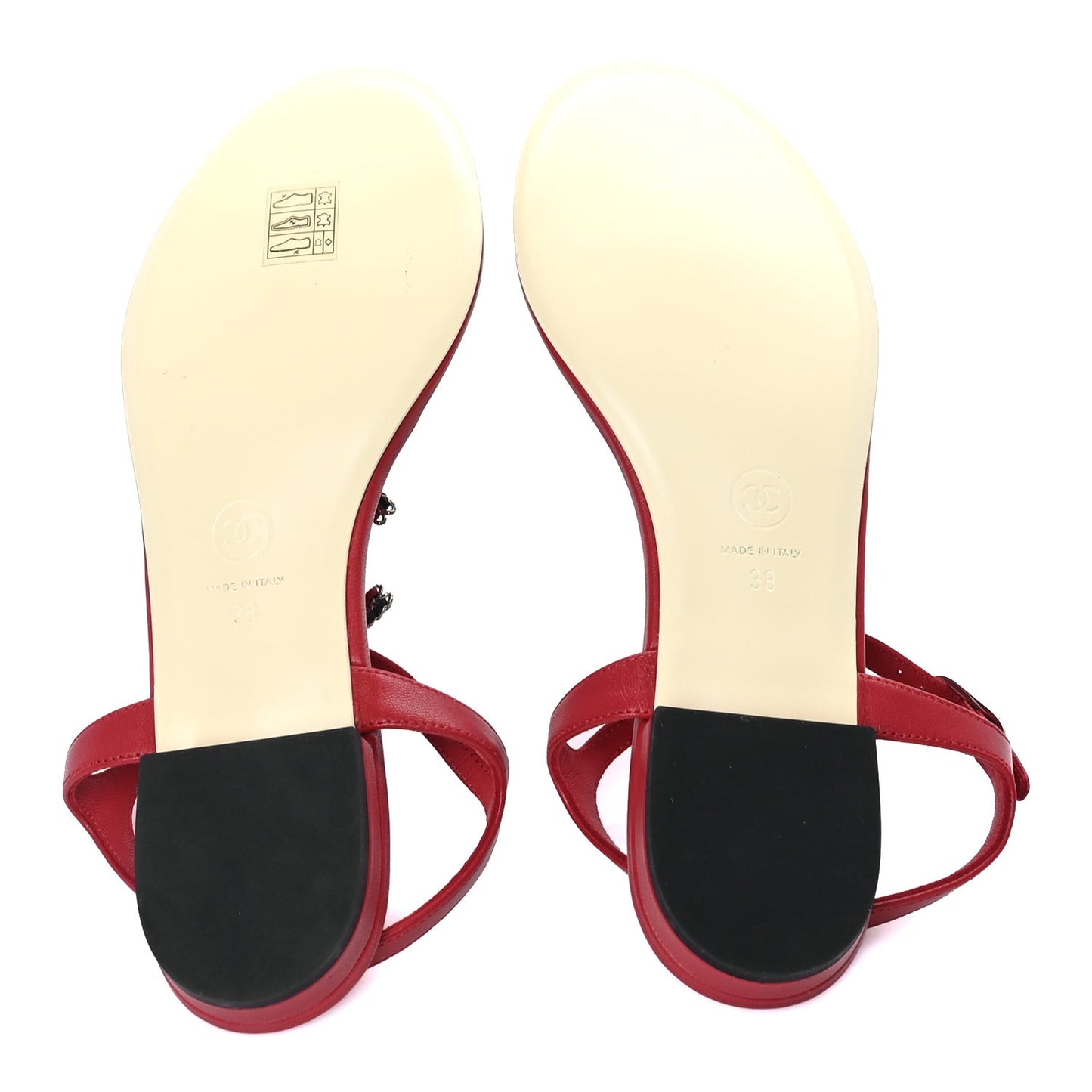 Lambskin CC Chain Thong Sandal 38 Red