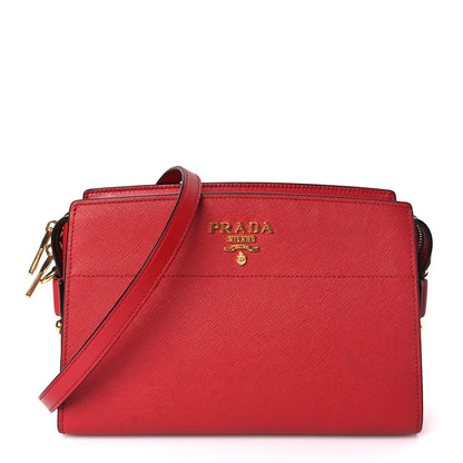 Prada Saffiano Soft Calfskin Esplanade Crossbody Bag Fuoco 1 of 8