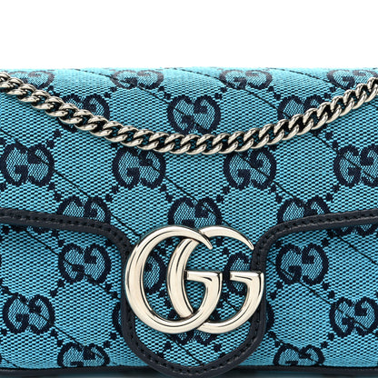 Gucci Monogram Multicolor Matelasse Diagonal Super Mini GG Marmont Shoulder Bag Light Blue 8 of 10