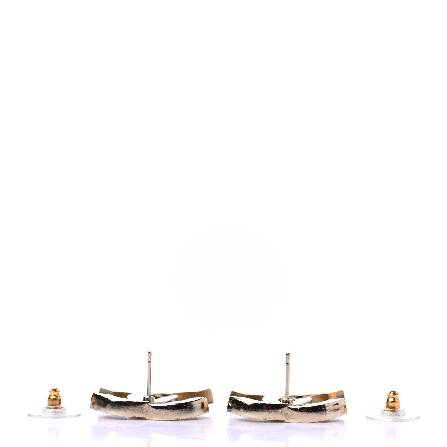 Chanel Crystal CC Earrings Light Gold 3 of 4