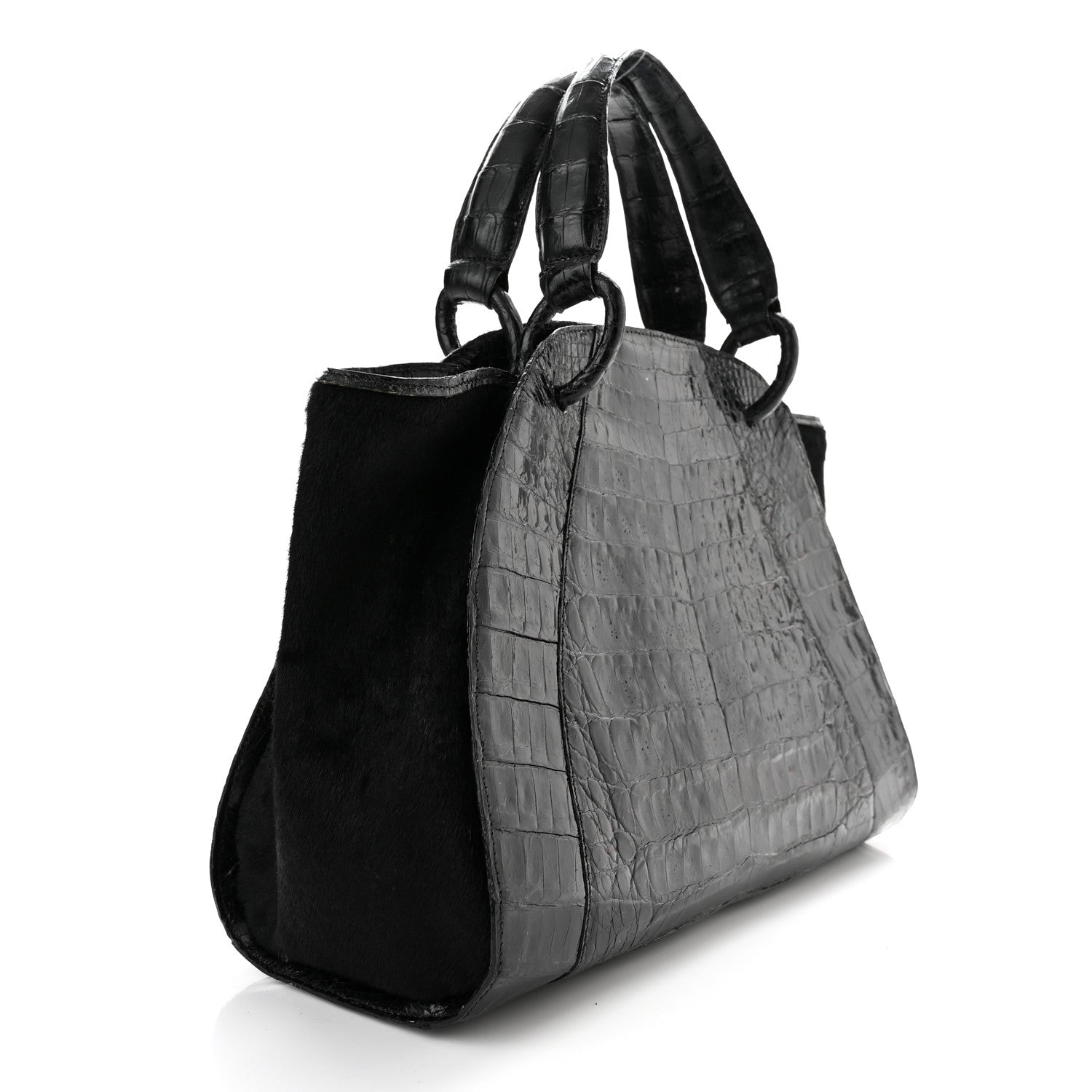 Nancy Gonzalez Crocodile Calf Hair Satchel Black 3 of 10