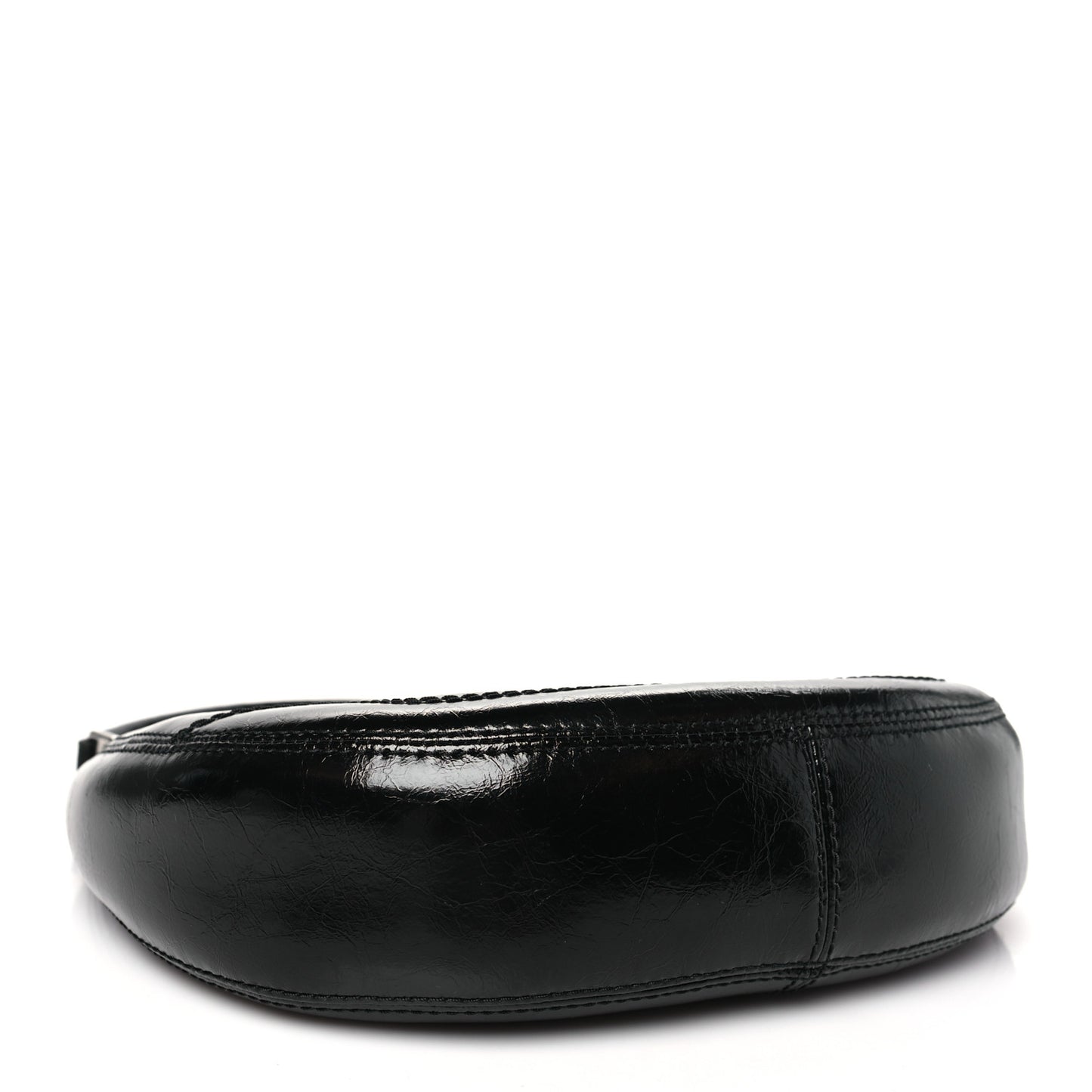 Crinkled Calfskin Crusier Crescent Bag Black