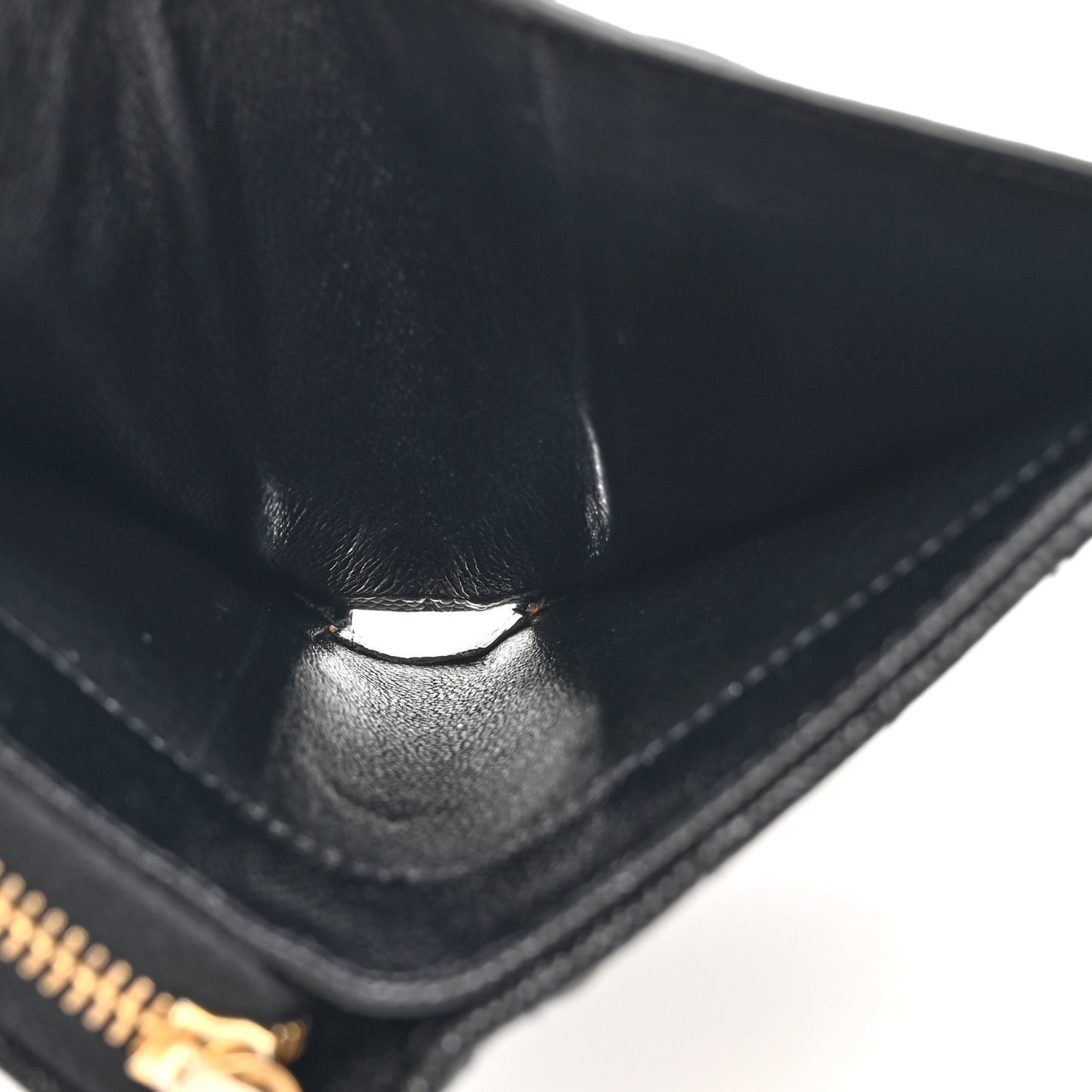 Grain De Poudre Matelasse Chevron Monogram Compact Zip Around Wallet Black