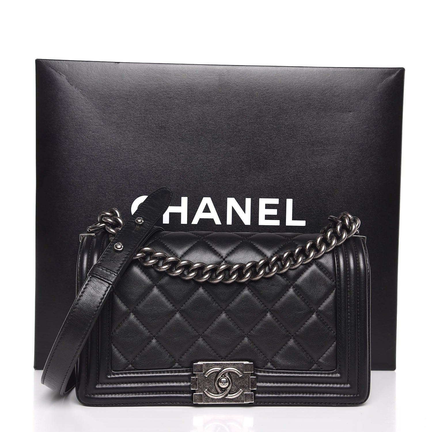 Chanel Lambskin Quilted Medium Boy Flap Black 8 of 8