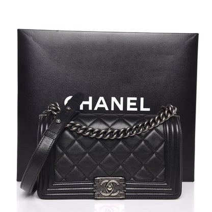 Chanel Lambskin Quilted Medium Boy Flap Black 8 of 8