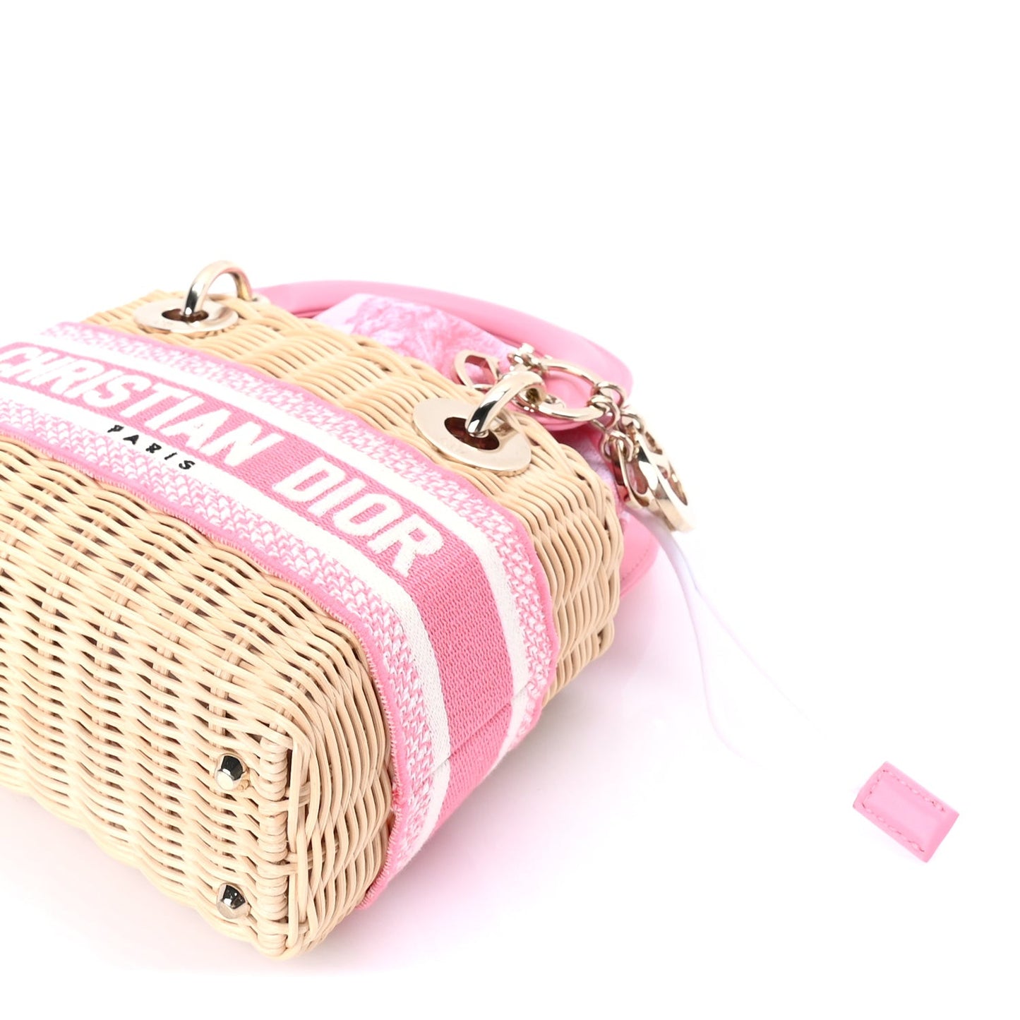 Wicker Oblique Mini Lady Dior Bag Pink