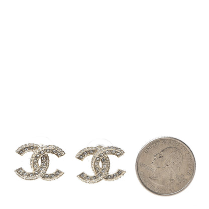 Chanel Crystal Timeless CC Earrings Light Gold 2 of 5