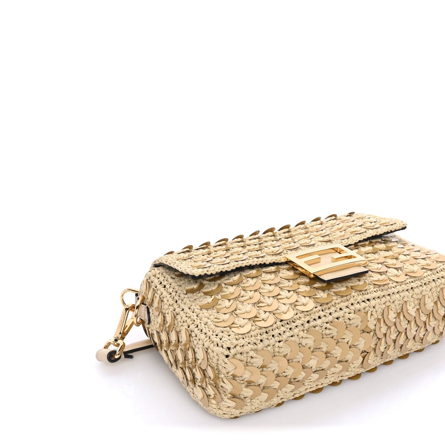 Sequin Macrame Baguette Beige Gold