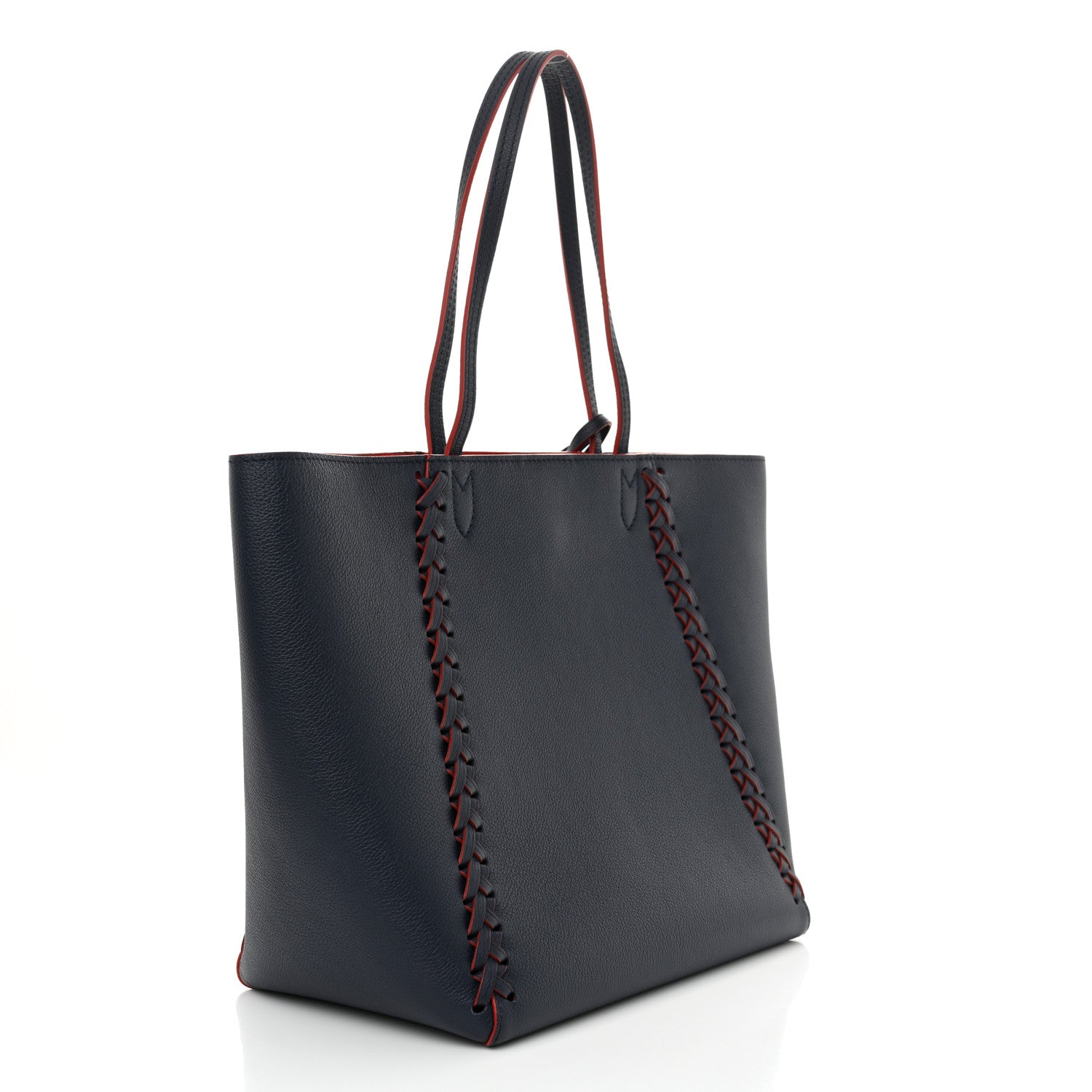 Louis Vuitton Calfskin Braided Lockme Cabas Marine Rouge 3 of 9